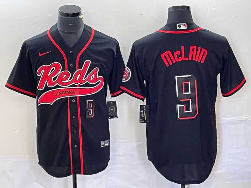 Mens Cincinnati Reds #9 Matt McLain Number Black 2023 City Connect Cool Base Stitched Jerseys->cincinnati reds->MLB Jersey